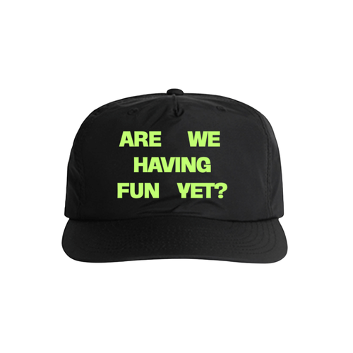 ARE WE HAVING FUN YET? - BLACK - (LIME GREEN LOGO)