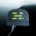 ARE WE HAVING FUN YET? - PETROL BLUE (LIME GREEN LOGO)